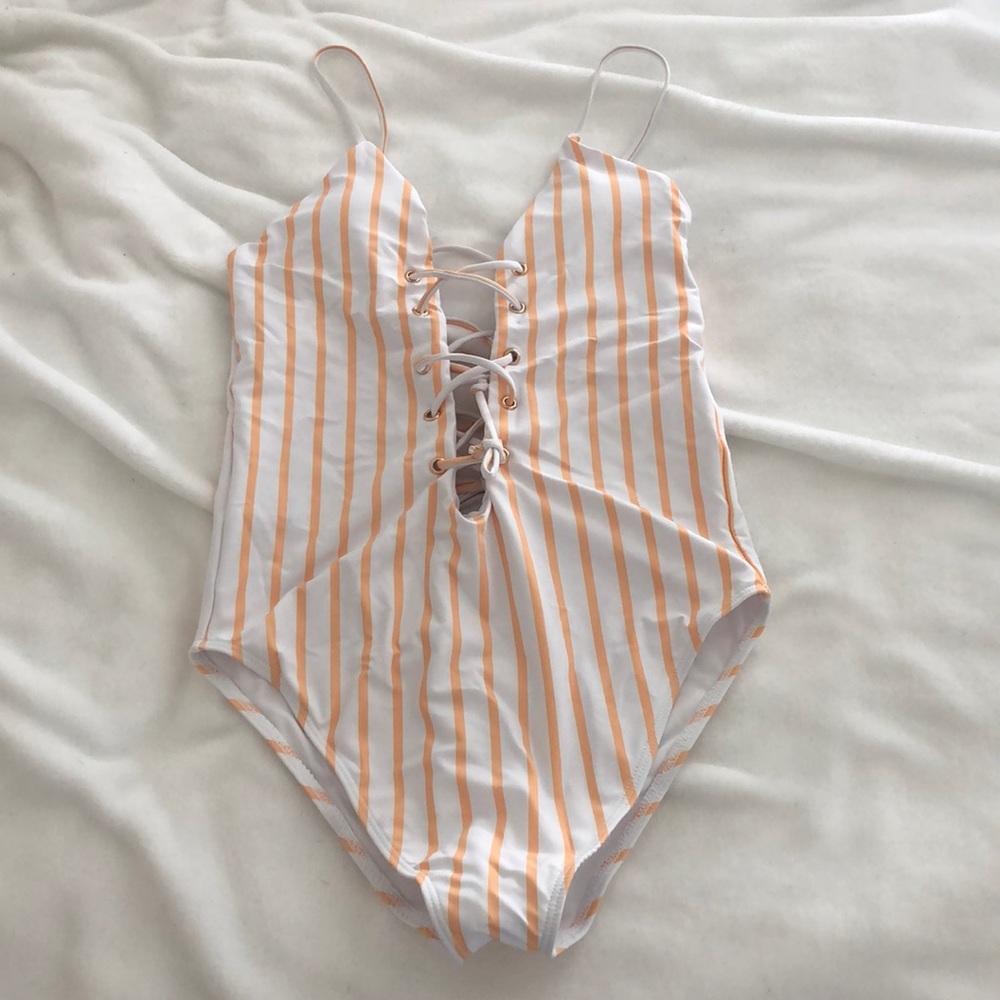 Zahara swim yellow stripe one piece